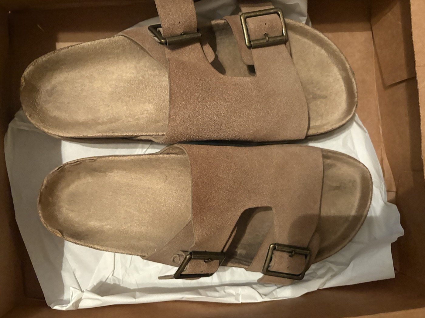 Suede Double-Strap Sandals